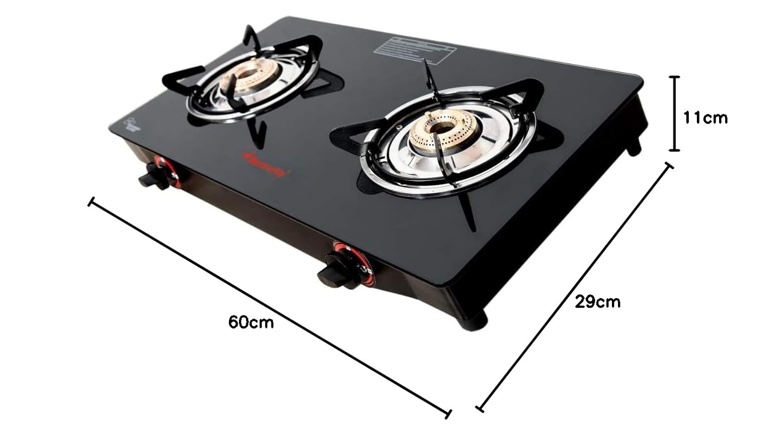 Butterfly Smart 2 Burner Glass Top Gas Stove | Manual Ignition | Scratch Resistant Toughened Glass | Brass Burners | Skid-proof Legs | 1 Year Manufacturer&#039;s Warranty | Black - View 6