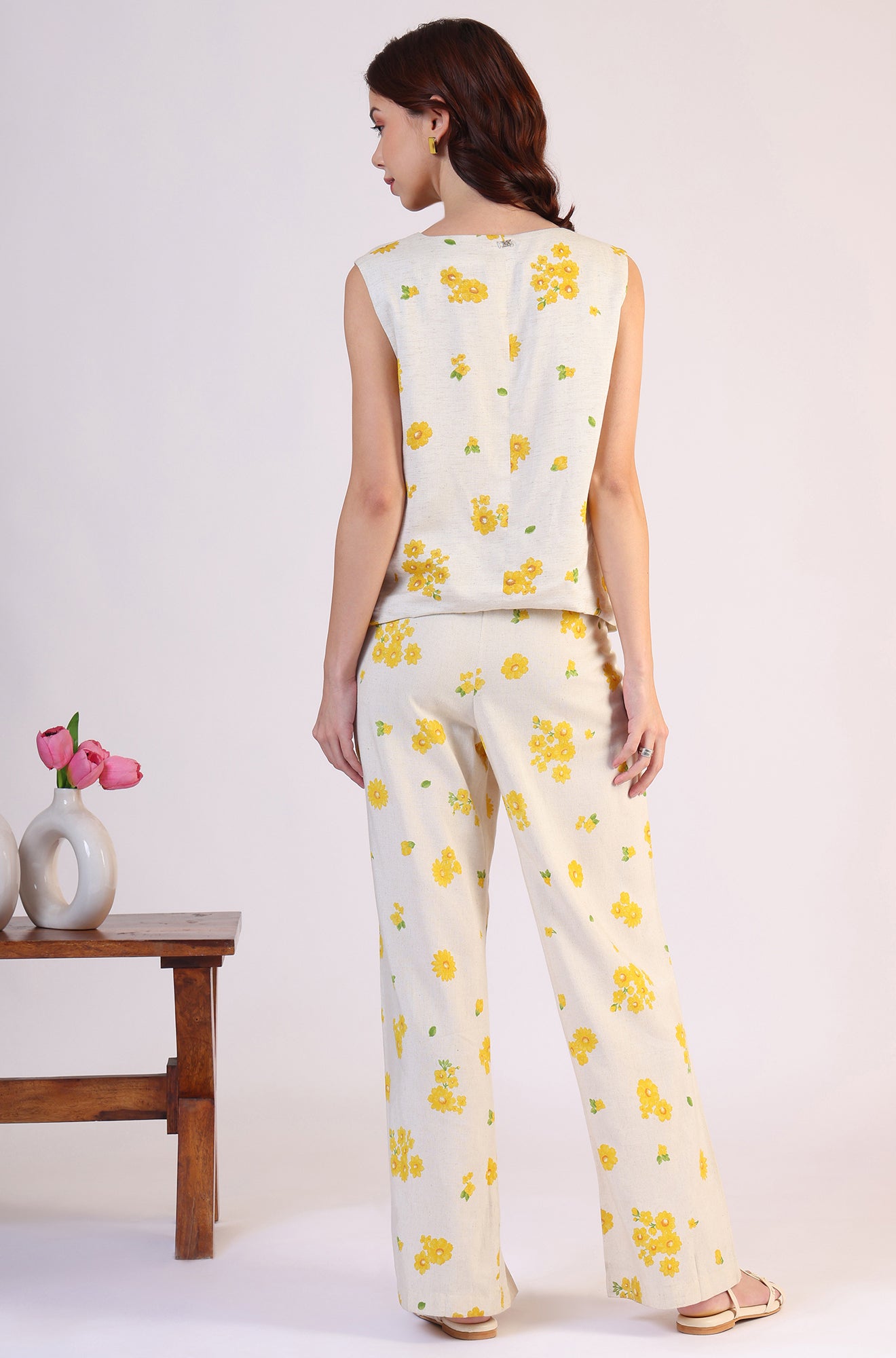 Floral Printed Rayon Top &amp; Parallel Pant Co-Ord Set - View 5