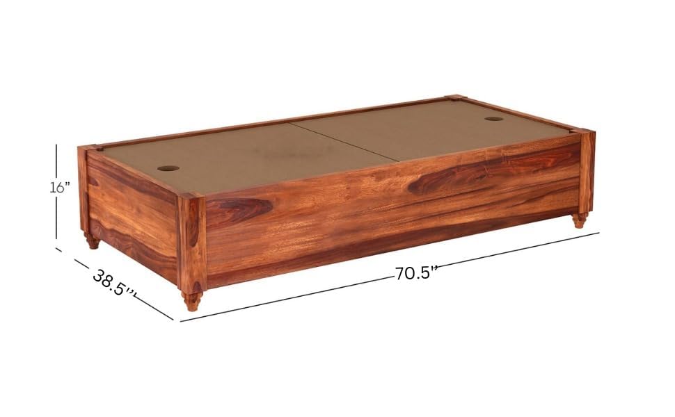 Ekdantix Furniture Wood Divana Cot for Home Hall || Diwan Cum Bed with Storage || 3 Seater Sofa Cum Couch || Divan Bed for Living Room || Without Pillow (Natural) - View 6